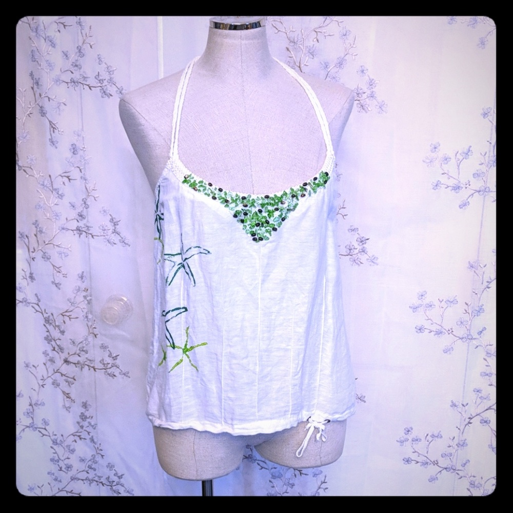 Free people linen tank top camisole White M